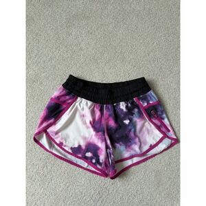 Lululemon Y2k Active Athletic Shorts Size 6 Purple Abstract Print Zipper Pocket